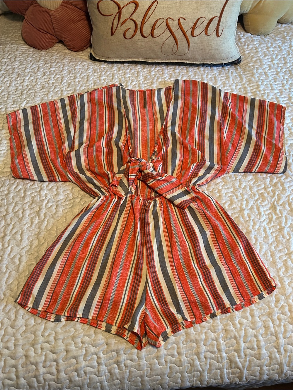Lani California tie front short romper